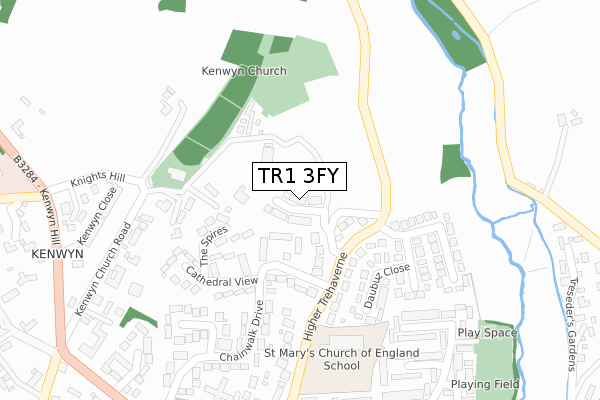 TR1 3FY map - large scale - OS Open Zoomstack (Ordnance Survey)