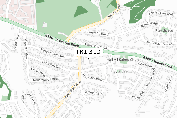 TR1 3LD map - large scale - OS Open Zoomstack (Ordnance Survey)