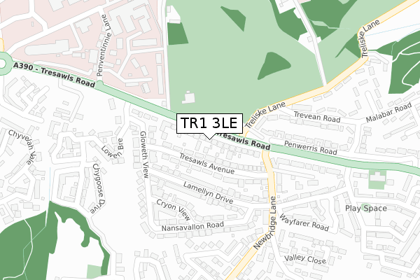 TR1 3LE map - large scale - OS Open Zoomstack (Ordnance Survey)
