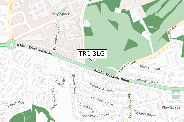 TR1 3LG map - large scale - OS Open Zoomstack (Ordnance Survey)