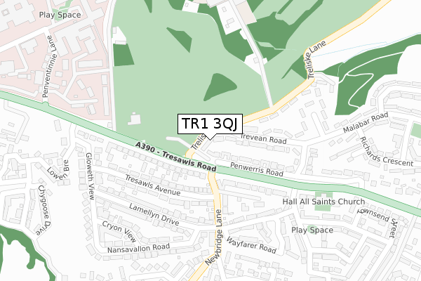 TR1 3QJ map - large scale - OS Open Zoomstack (Ordnance Survey)