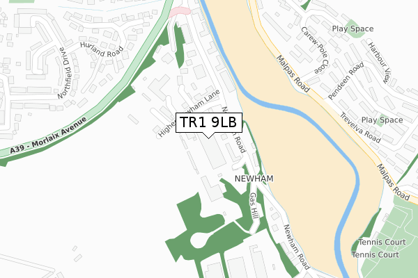 TR1 9LB map - large scale - OS Open Zoomstack (Ordnance Survey)