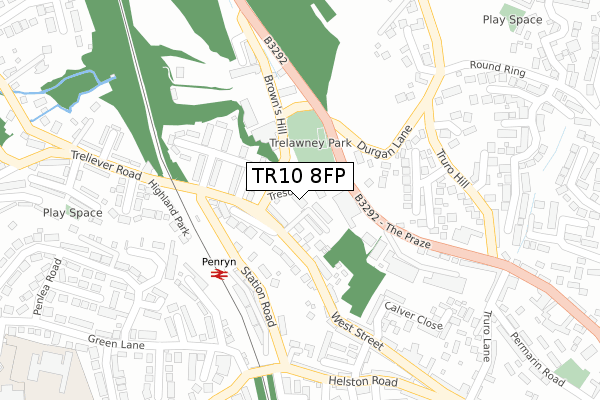 TR10 8FP map - large scale - OS Open Zoomstack (Ordnance Survey)