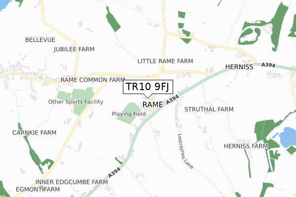 TR10 9FJ map - small scale - OS Open Zoomstack (Ordnance Survey)