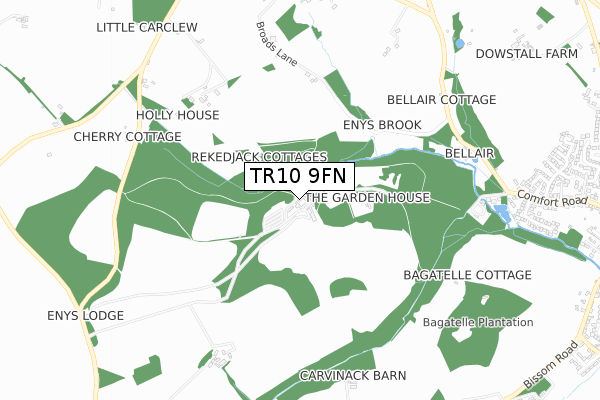 TR10 9FN map - small scale - OS Open Zoomstack (Ordnance Survey)