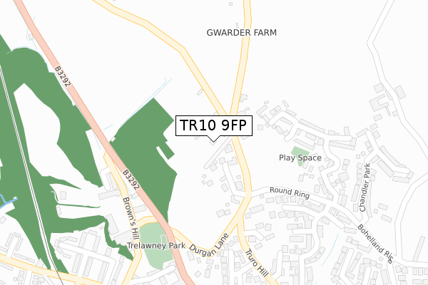 TR10 9FP map - large scale - OS Open Zoomstack (Ordnance Survey)