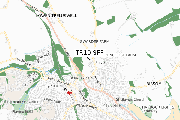 TR10 9FP map - small scale - OS Open Zoomstack (Ordnance Survey)