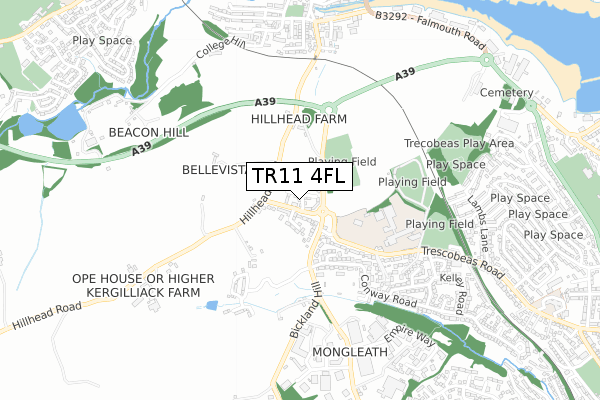 TR11 4FL map - small scale - OS Open Zoomstack (Ordnance Survey)