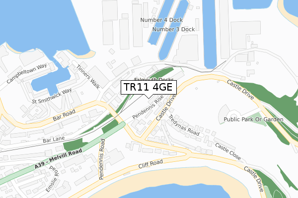 TR11 4GE map - large scale - OS Open Zoomstack (Ordnance Survey)