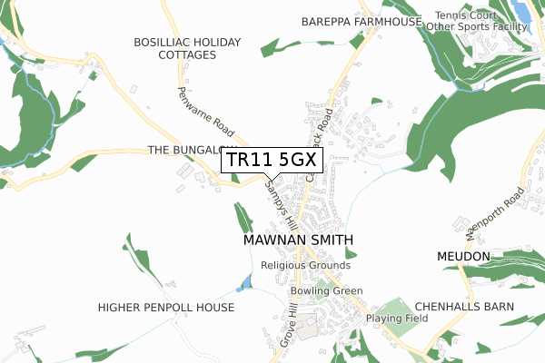 TR11 5GX map - small scale - OS Open Zoomstack (Ordnance Survey)
