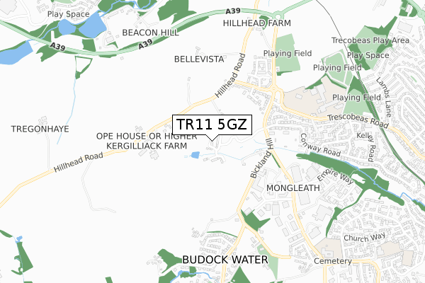 TR11 5GZ map - small scale - OS Open Zoomstack (Ordnance Survey)