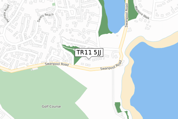 TR11 5JJ map - large scale - OS Open Zoomstack (Ordnance Survey)