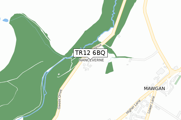 TR12 6BQ map - large scale - OS Open Zoomstack (Ordnance Survey)