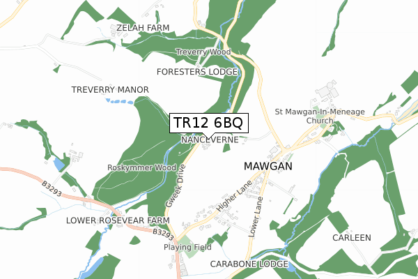 TR12 6BQ map - small scale - OS Open Zoomstack (Ordnance Survey)