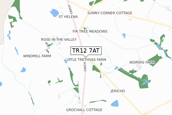 TR12 7AT map - small scale - OS Open Zoomstack (Ordnance Survey)