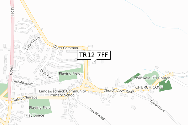 TR12 7FF map - large scale - OS Open Zoomstack (Ordnance Survey)