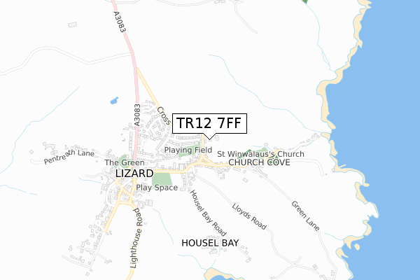 TR12 7FF map - small scale - OS Open Zoomstack (Ordnance Survey)