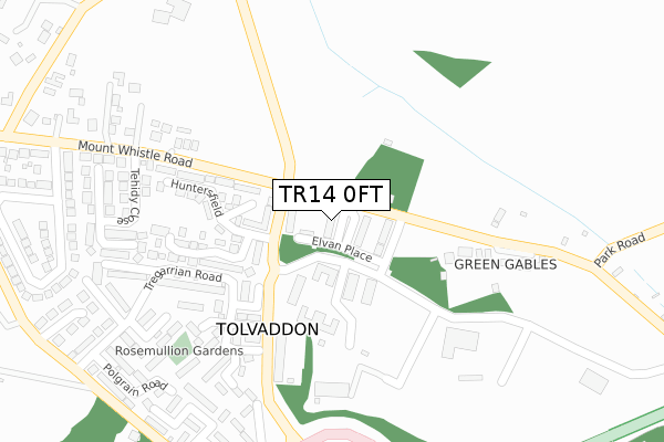 TR14 0FT map - large scale - OS Open Zoomstack (Ordnance Survey)