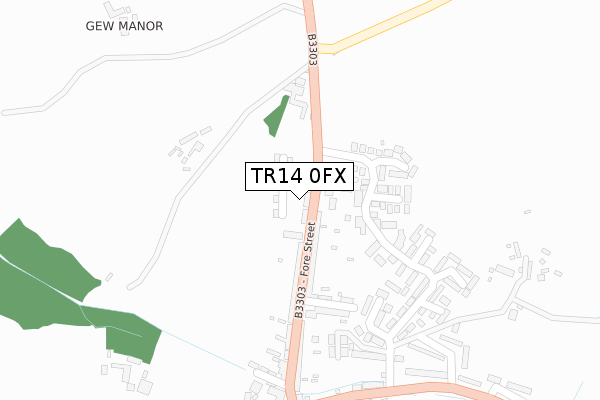 TR14 0FX map - large scale - OS Open Zoomstack (Ordnance Survey)