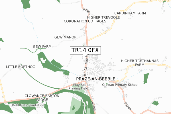 TR14 0FX map - small scale - OS Open Zoomstack (Ordnance Survey)