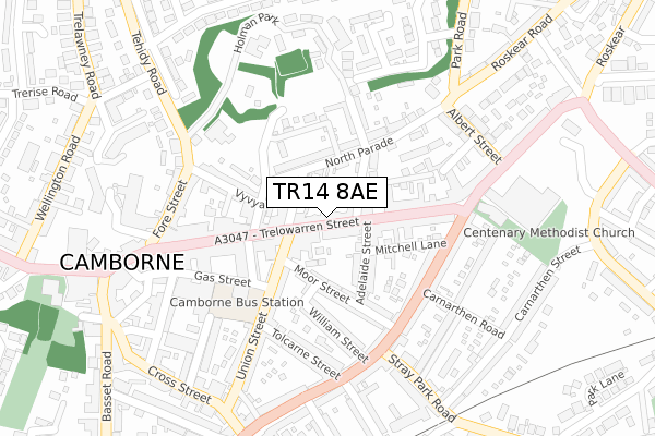 TR14 8AE map - large scale - OS Open Zoomstack (Ordnance Survey)