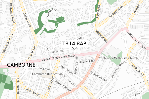 TR14 8AP map - large scale - OS Open Zoomstack (Ordnance Survey)