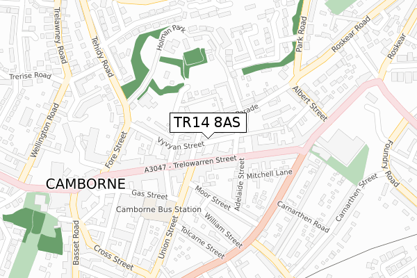 TR14 8AS map - large scale - OS Open Zoomstack (Ordnance Survey)