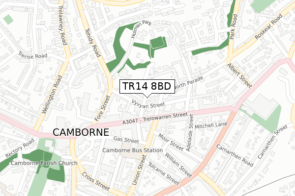 TR14 8BD map - large scale - OS Open Zoomstack (Ordnance Survey)