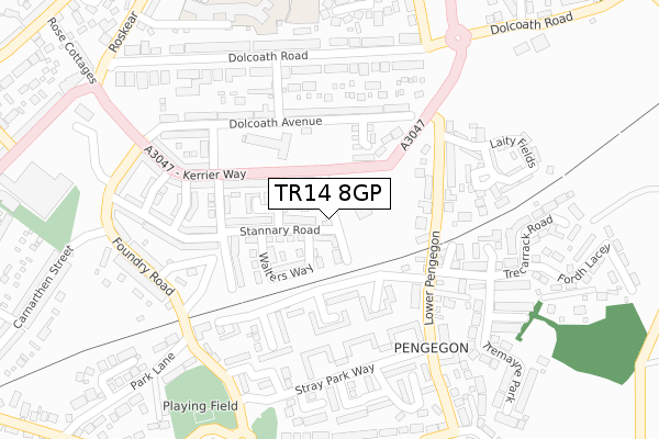 TR14 8GP map - large scale - OS Open Zoomstack (Ordnance Survey)