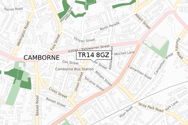 TR14 8GZ map - large scale - OS Open Zoomstack (Ordnance Survey)