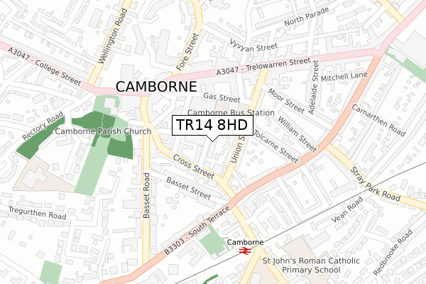 TR14 8HD map - large scale - OS Open Zoomstack (Ordnance Survey)