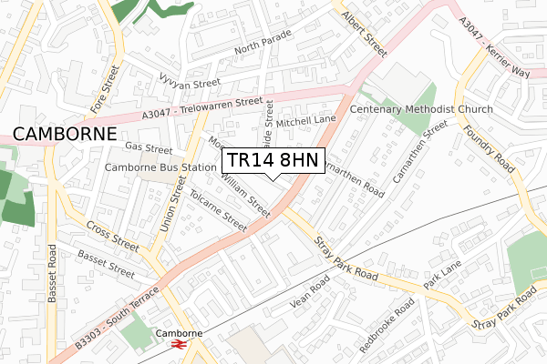 TR14 8HN map - large scale - OS Open Zoomstack (Ordnance Survey)