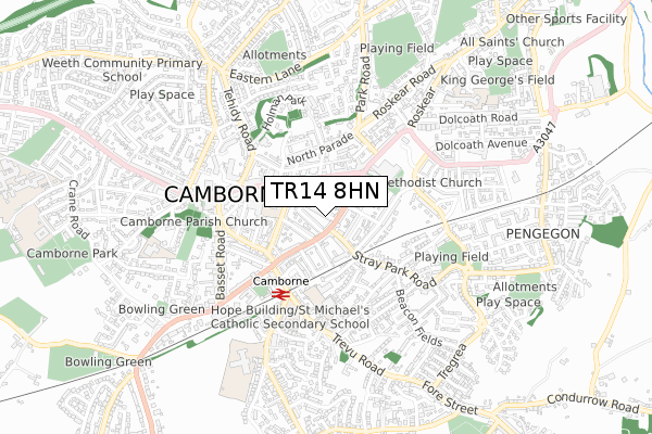 TR14 8HN map - small scale - OS Open Zoomstack (Ordnance Survey)