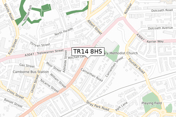 TR14 8HS map - large scale - OS Open Zoomstack (Ordnance Survey)