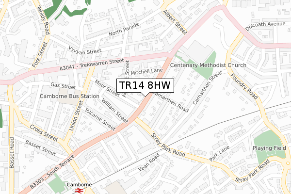 TR14 8HW map - large scale - OS Open Zoomstack (Ordnance Survey)