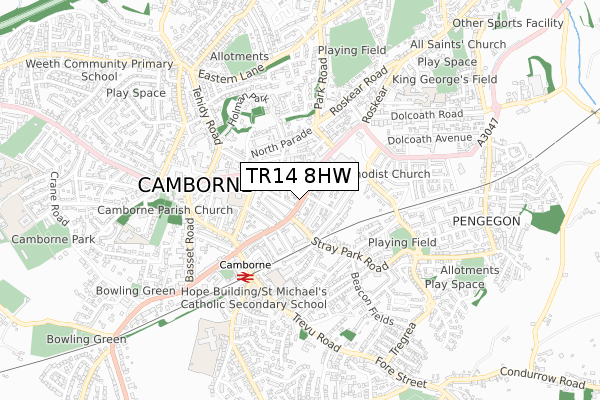 TR14 8HW map - small scale - OS Open Zoomstack (Ordnance Survey)