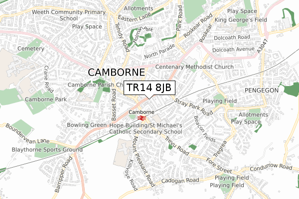 TR14 8JB map - small scale - OS Open Zoomstack (Ordnance Survey)