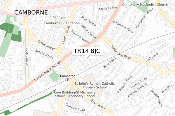 TR14 8JG map - large scale - OS Open Zoomstack (Ordnance Survey)