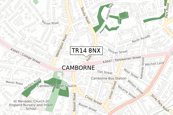 TR14 8NX map - large scale - OS Open Zoomstack (Ordnance Survey)