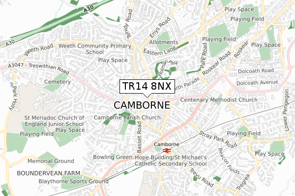 TR14 8NX map - small scale - OS Open Zoomstack (Ordnance Survey)