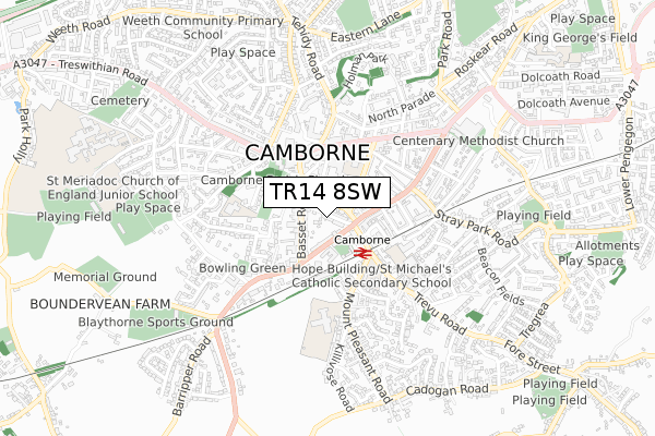 TR14 8SW map - small scale - OS Open Zoomstack (Ordnance Survey)