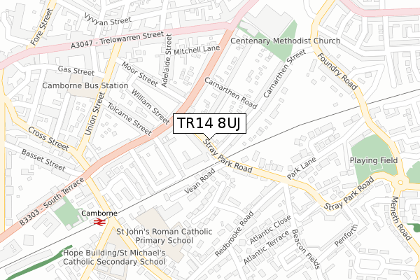 TR14 8UJ map - large scale - OS Open Zoomstack (Ordnance Survey)