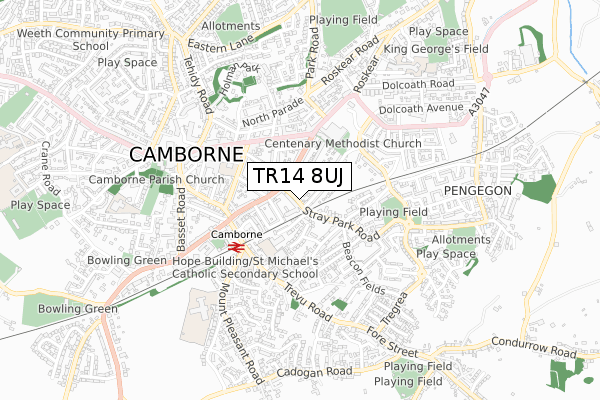 TR14 8UJ map - small scale - OS Open Zoomstack (Ordnance Survey)