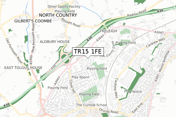 TR15 1FE map - small scale - OS Open Zoomstack (Ordnance Survey)