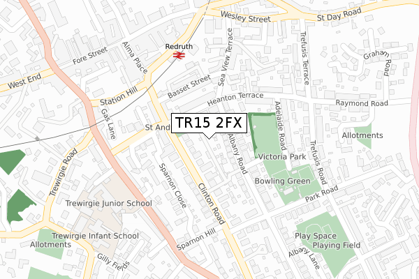 TR15 2FX map - large scale - OS Open Zoomstack (Ordnance Survey) TR15 2FX map - large scale - OS Open Zoomstack (Ordnance Survey)