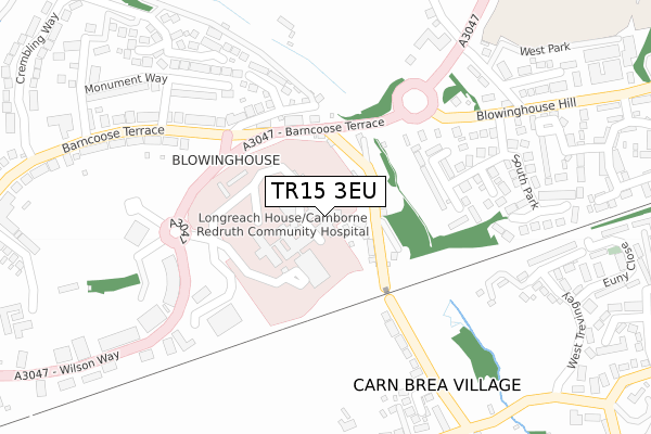 TR15 3EU map - large scale - OS Open Zoomstack (Ordnance Survey)