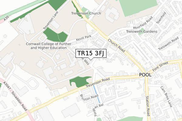 TR15 3FJ map - large scale - OS Open Zoomstack (Ordnance Survey)