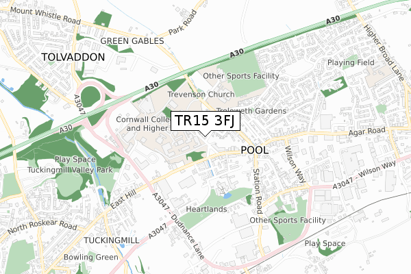 TR15 3FJ map - small scale - OS Open Zoomstack (Ordnance Survey)