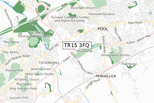 TR15 3FQ map - small scale - OS Open Zoomstack (Ordnance Survey)