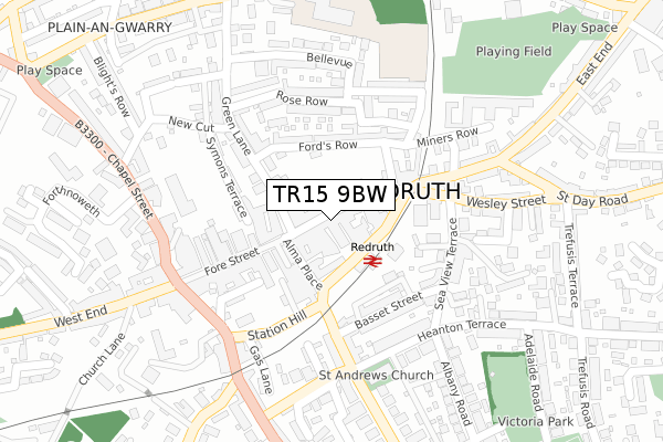 TR15 9BW map - large scale - OS Open Zoomstack (Ordnance Survey) TR15 9BW map - large scale - OS Open Zoomstack (Ordnance Survey)